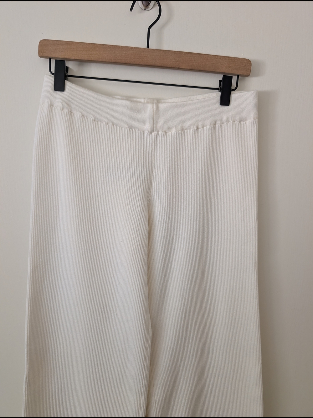 Edikted Womens Medium Knit Pull On Pants Wide Leg White Cream Minimalist Lounge - Picture 3 of 8